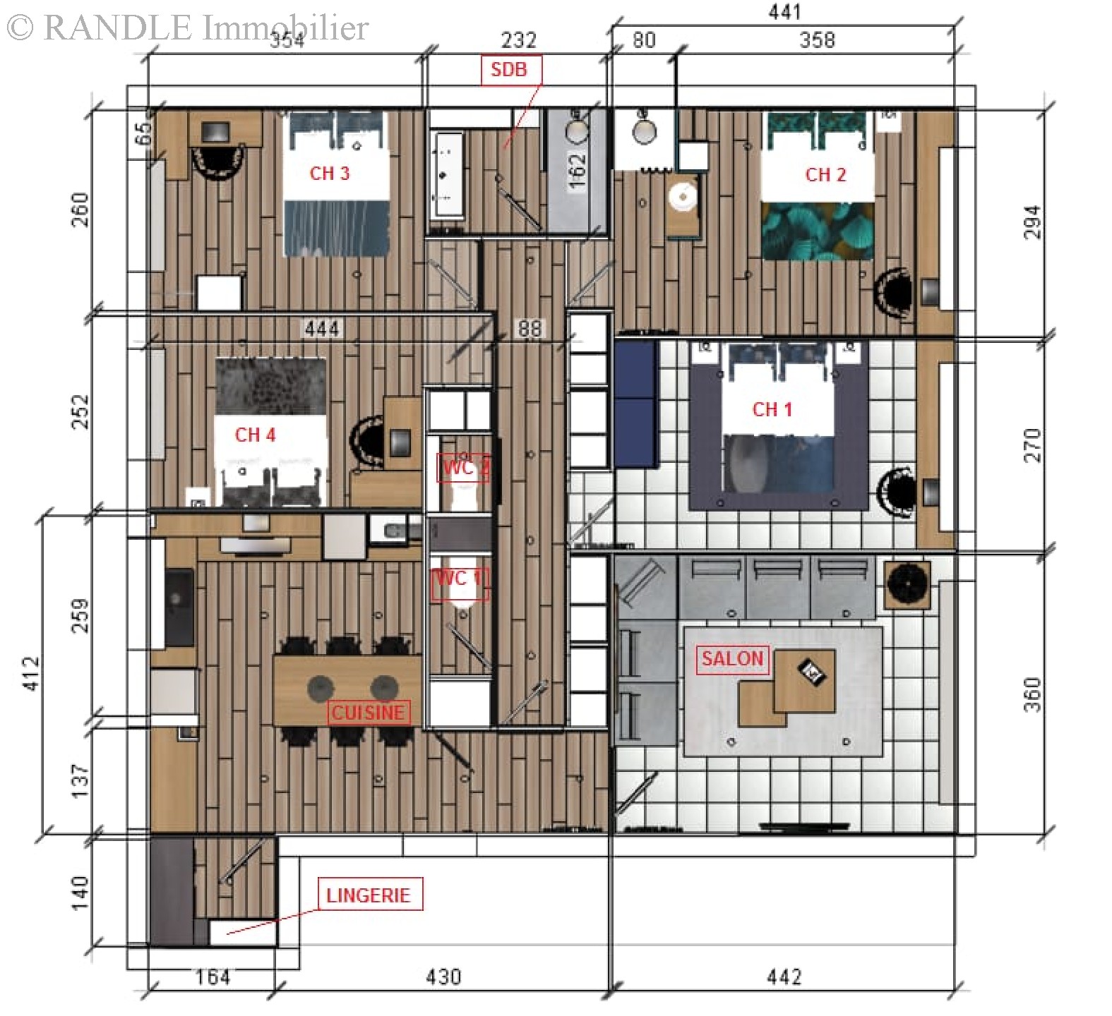 Vente appartement - LORIENT 95 m², 5 pièces